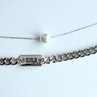 型格粗頸鏈配珍珠 ( 可分開戴 )