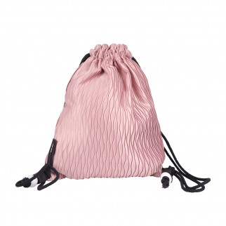 粉紅色摺皺索繩背包袋